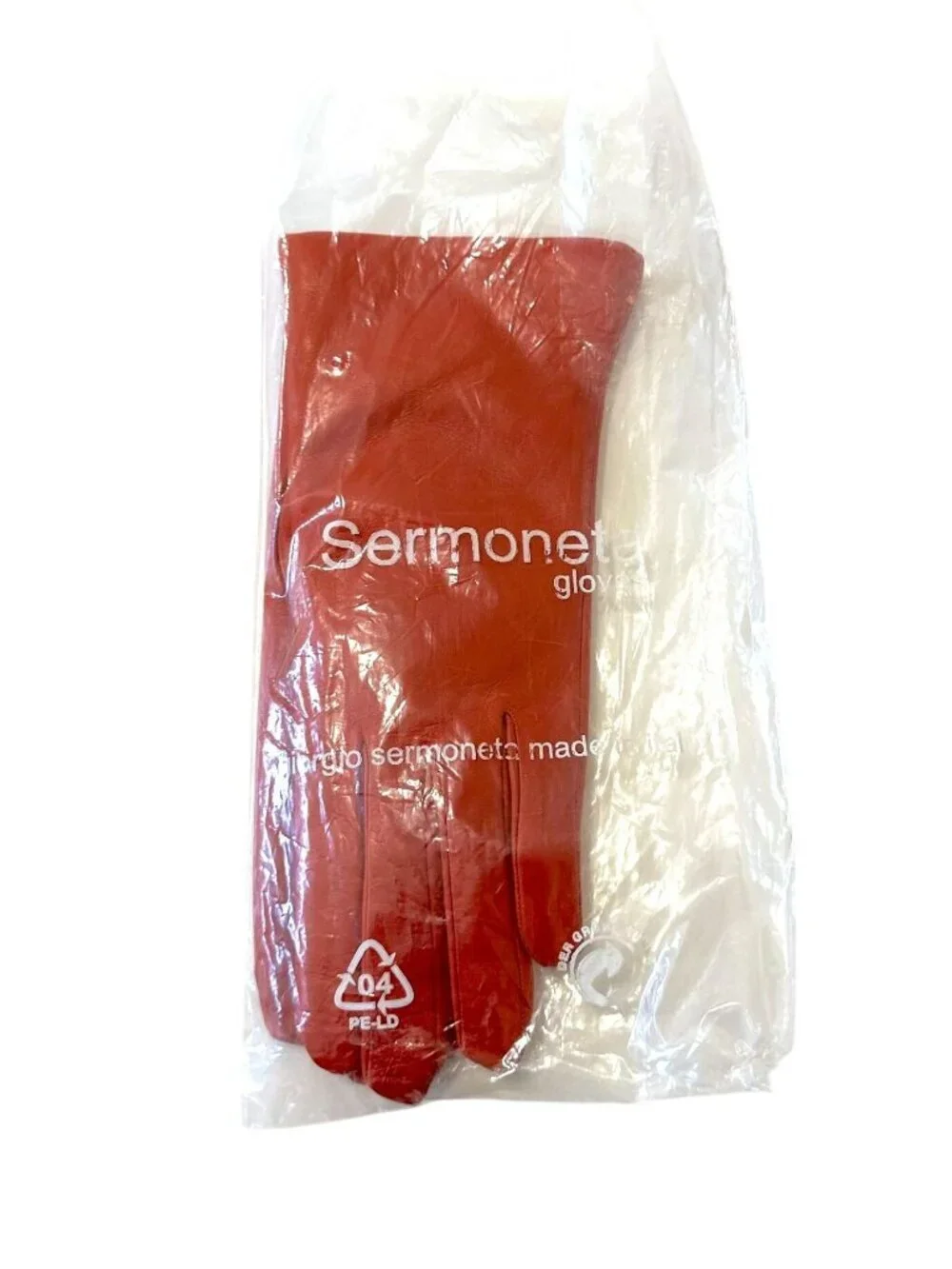 Sermoneta Cashmere Lined Leather Gloves, Orange,  size 7.5, New